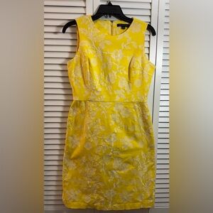 EUC Brooks Brothers Yellow Floral Cotton Dress With White Embroidered Flower 6